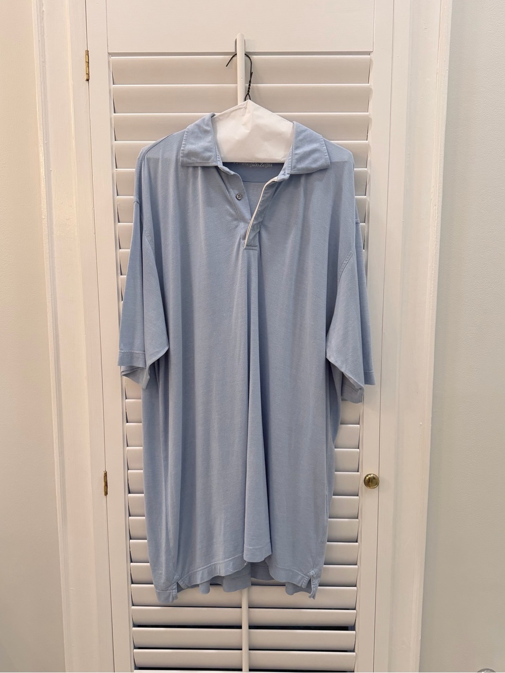 Ermenegildo Zegna XL Light Blue Cotton Lyocell Stretch Polo Shirt